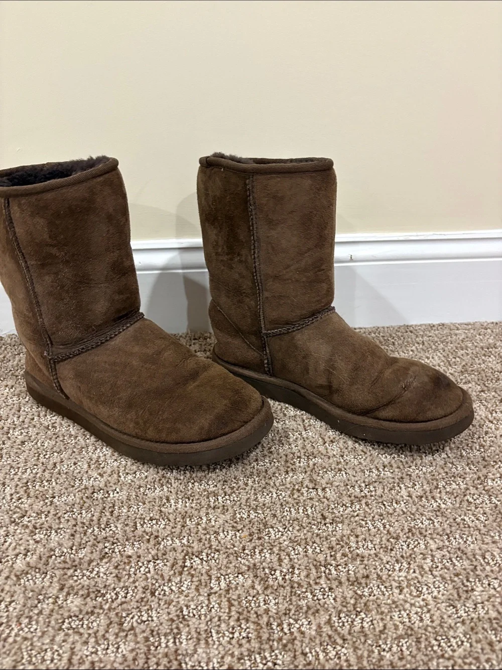 UGG Classic Short Shearling-Lined Boots in Brown